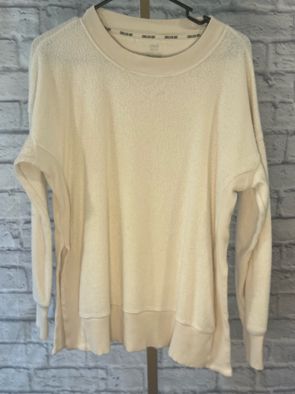 Aerie "Chilled Out" Oversized Sherpa Pullover Sweatshirt - Cream/Ivory - Size XS